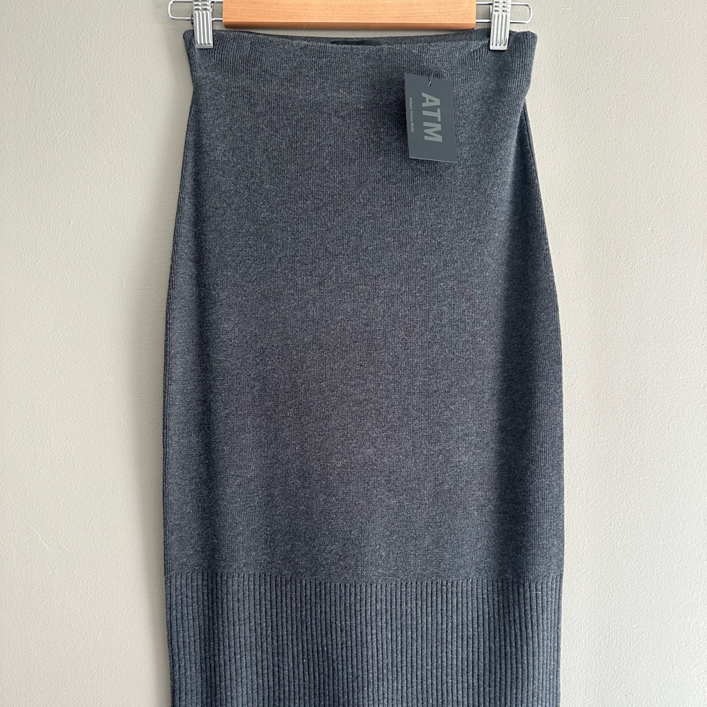Atm Anthony Thomas Melillo Charcoal Ribbed Hem Pencil Skirt